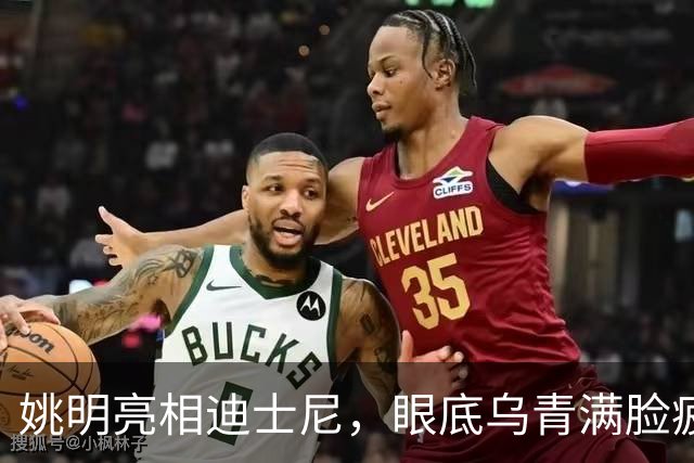 姚明亮相迪士尼，眼底乌青满脸疲惫，一身伤病走路一瘸一拐太沧桑